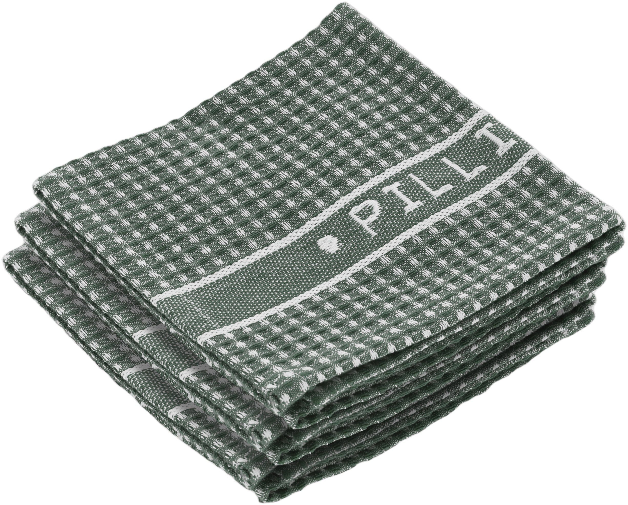Kj&oslash;kkenklute Pillivuyt 32 x 32 cm 3 stk. Gr&oslash;nn/Hvit 100% &oslash;ko