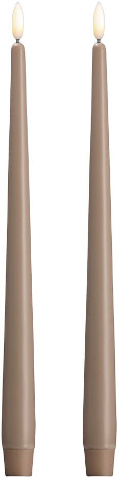 Moods & More - LED taper candle, Silk, Slim, Sand, 2-pack, 23x300 mm