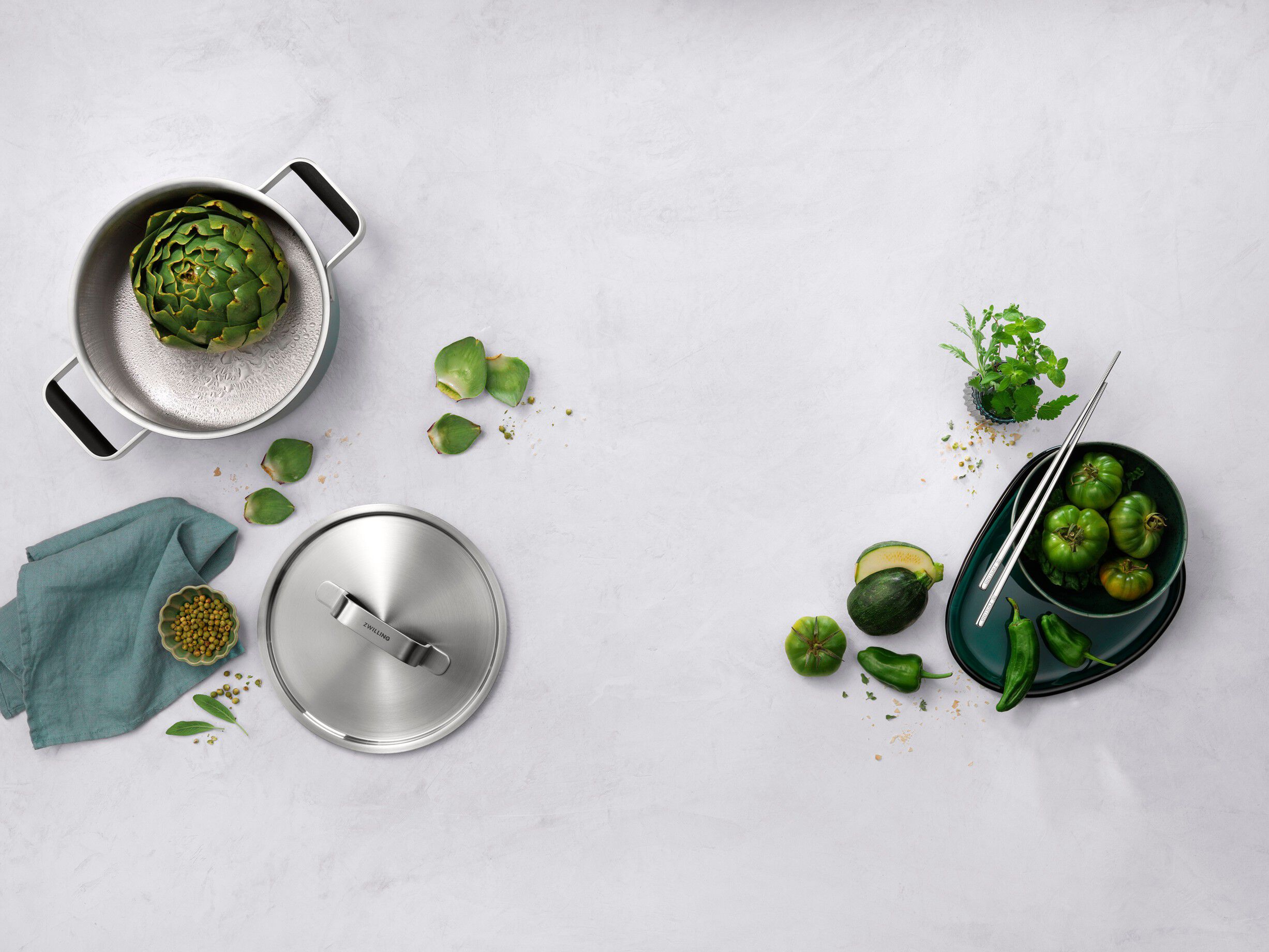 Gryde- og pandes&aelig;t, 3-dele, 18/10 rustfrit st&aring;l