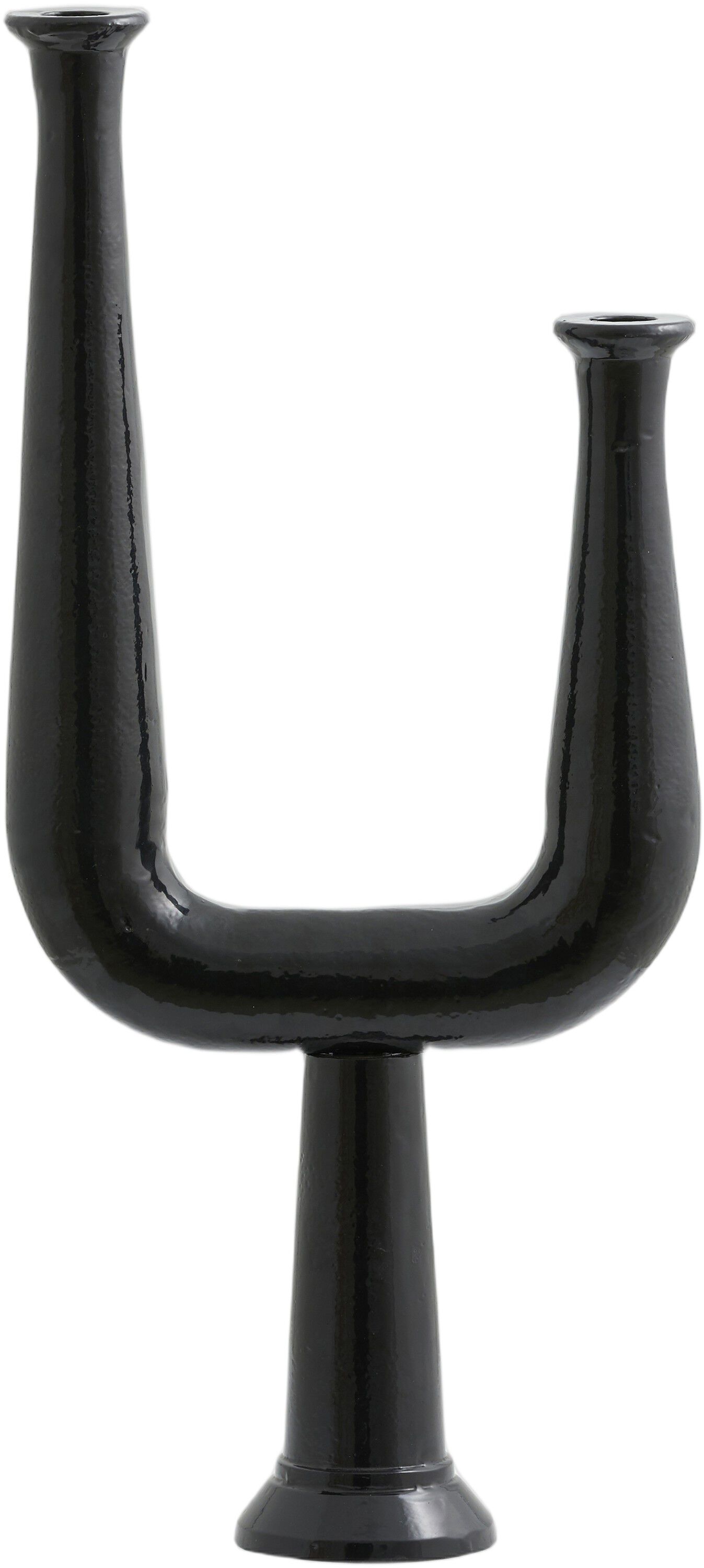 ULOPU candleholder, 2 arm, aluminum - black