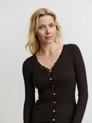 RWBabette Silk LS V-neck Lace Cardigan