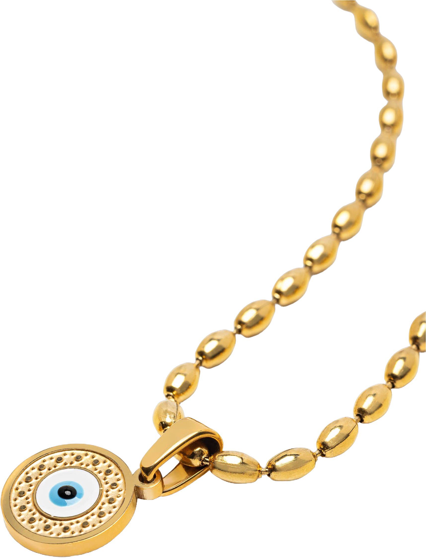 Gold Evil Eye Beaded Chain Necklace