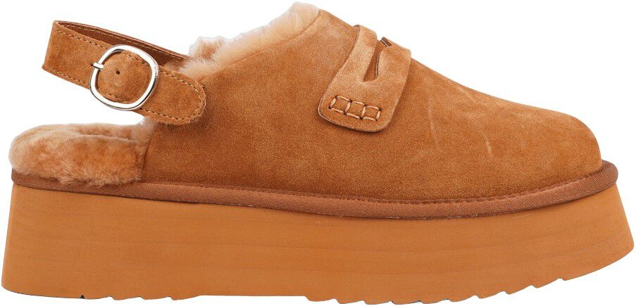 SIPLE - SUEDE MULES WITH HEEL STRAP AND SHEARLING