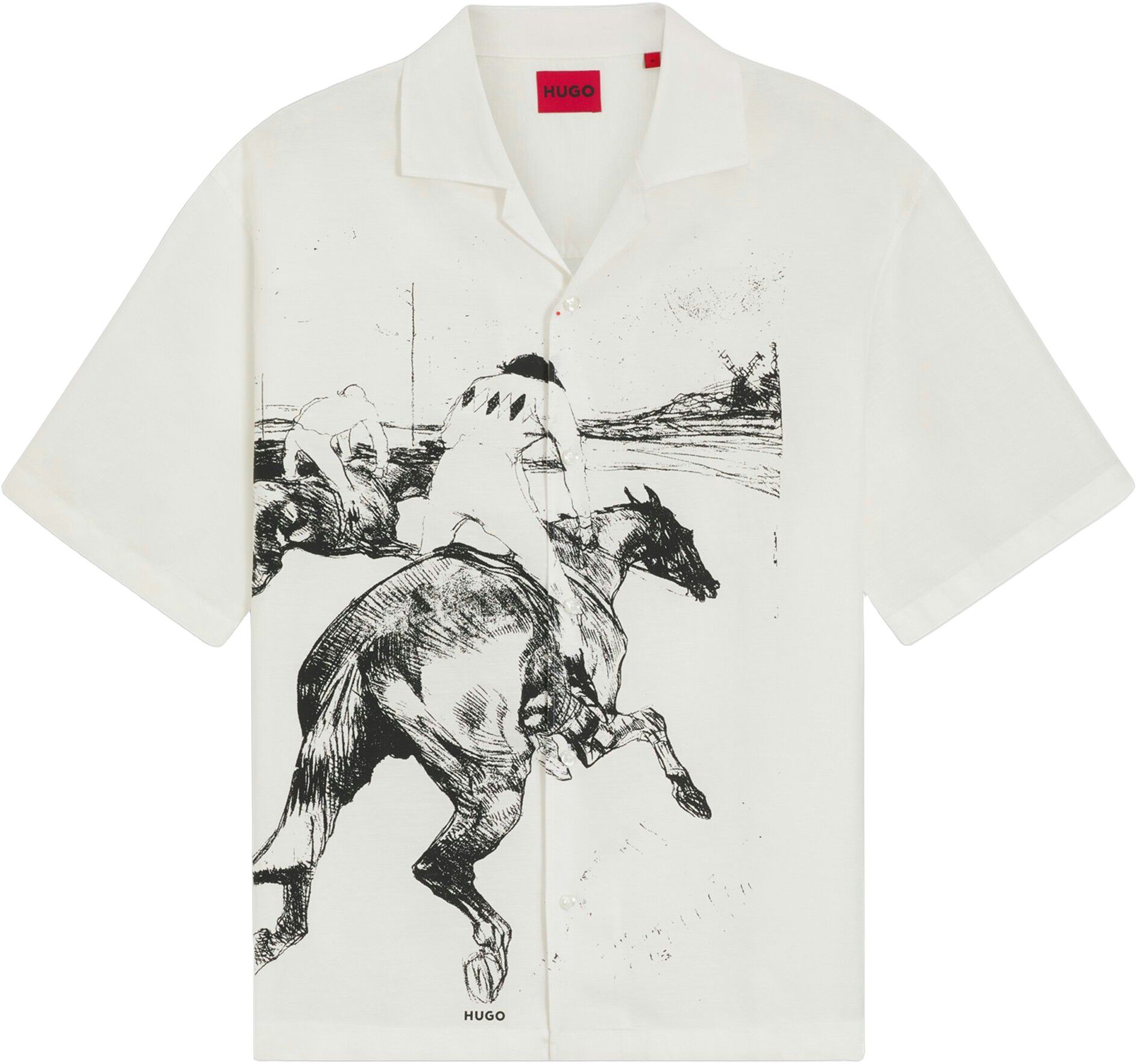 Oversized-fit shirt with horse racing