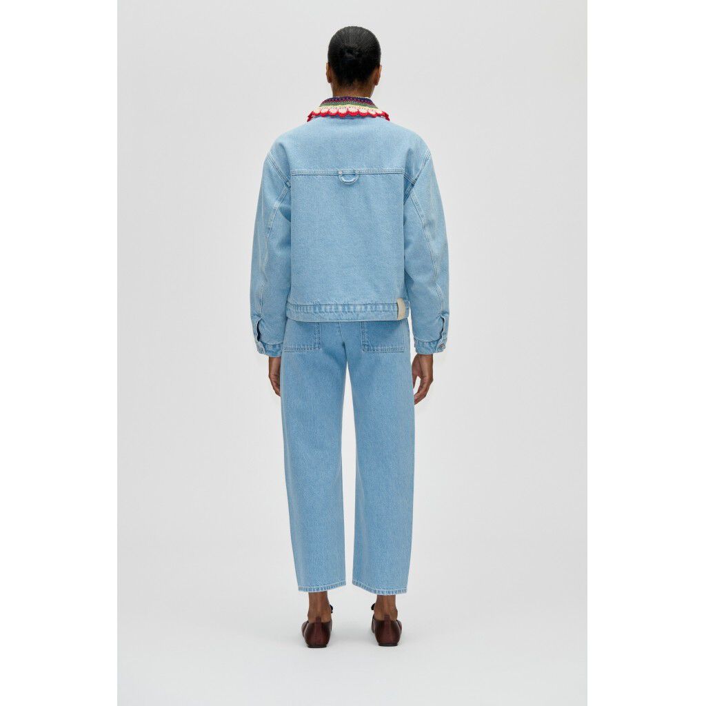 2453 Double Rinse Denim, Collared Cropped Bomber