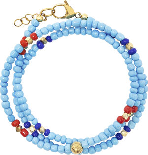 The Mykonos Collection - Vintage Turquoise, Red, and Blue Glass Bead