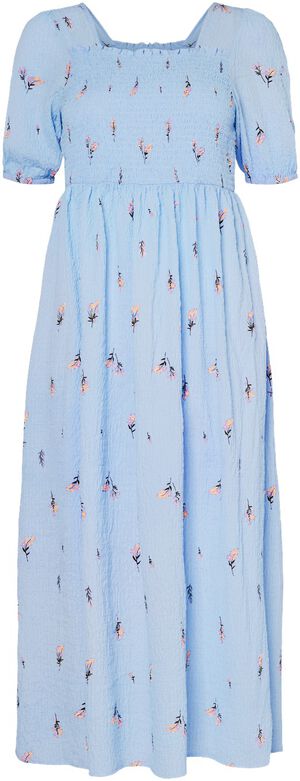 PCJEO SS SQUARE NECK MIDI DRESS WVN