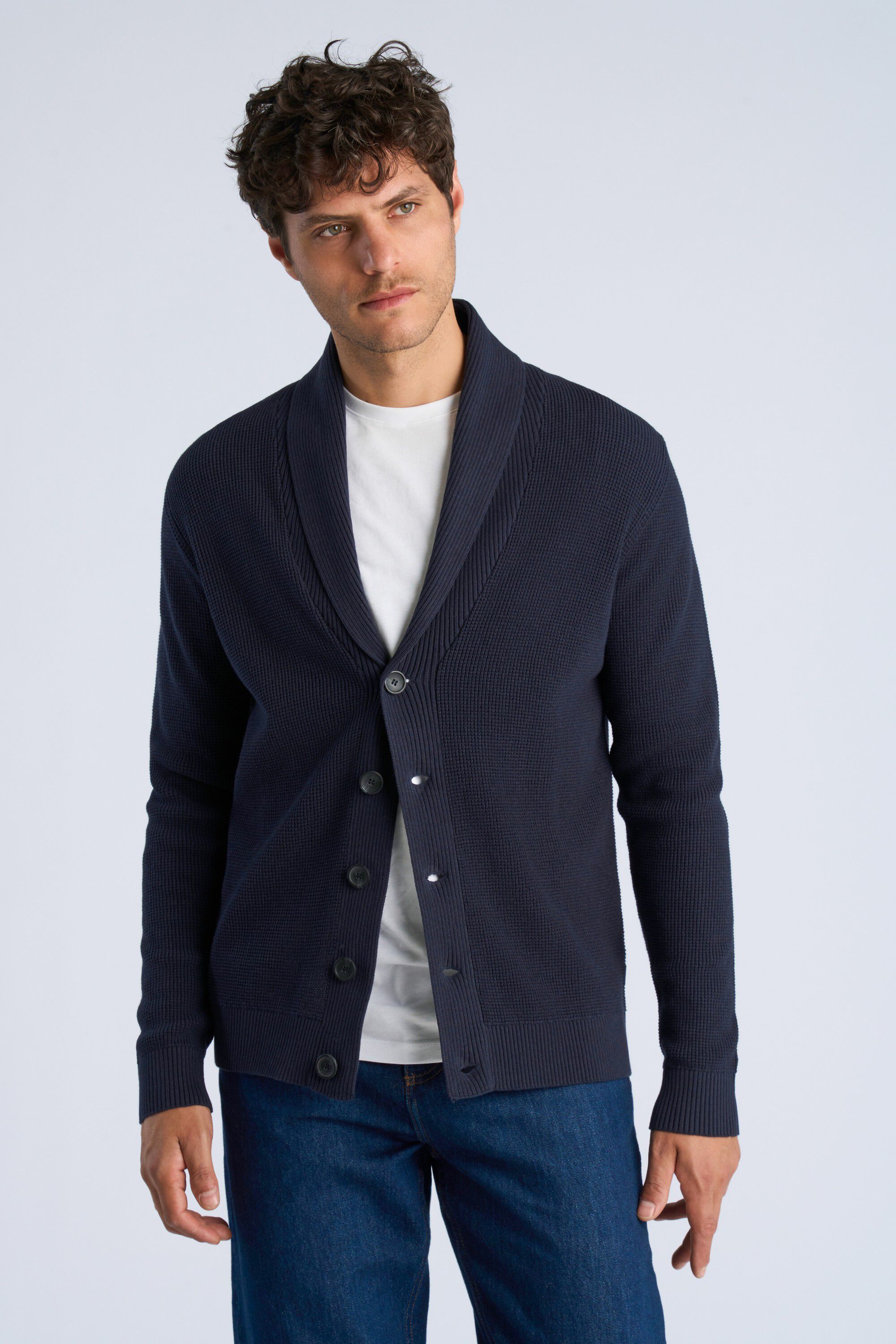 Recycled shawl collar cardigan