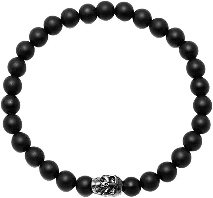 Men's Beaded Bracelet with Blue, Brown, Orange, White, and Silver Disc