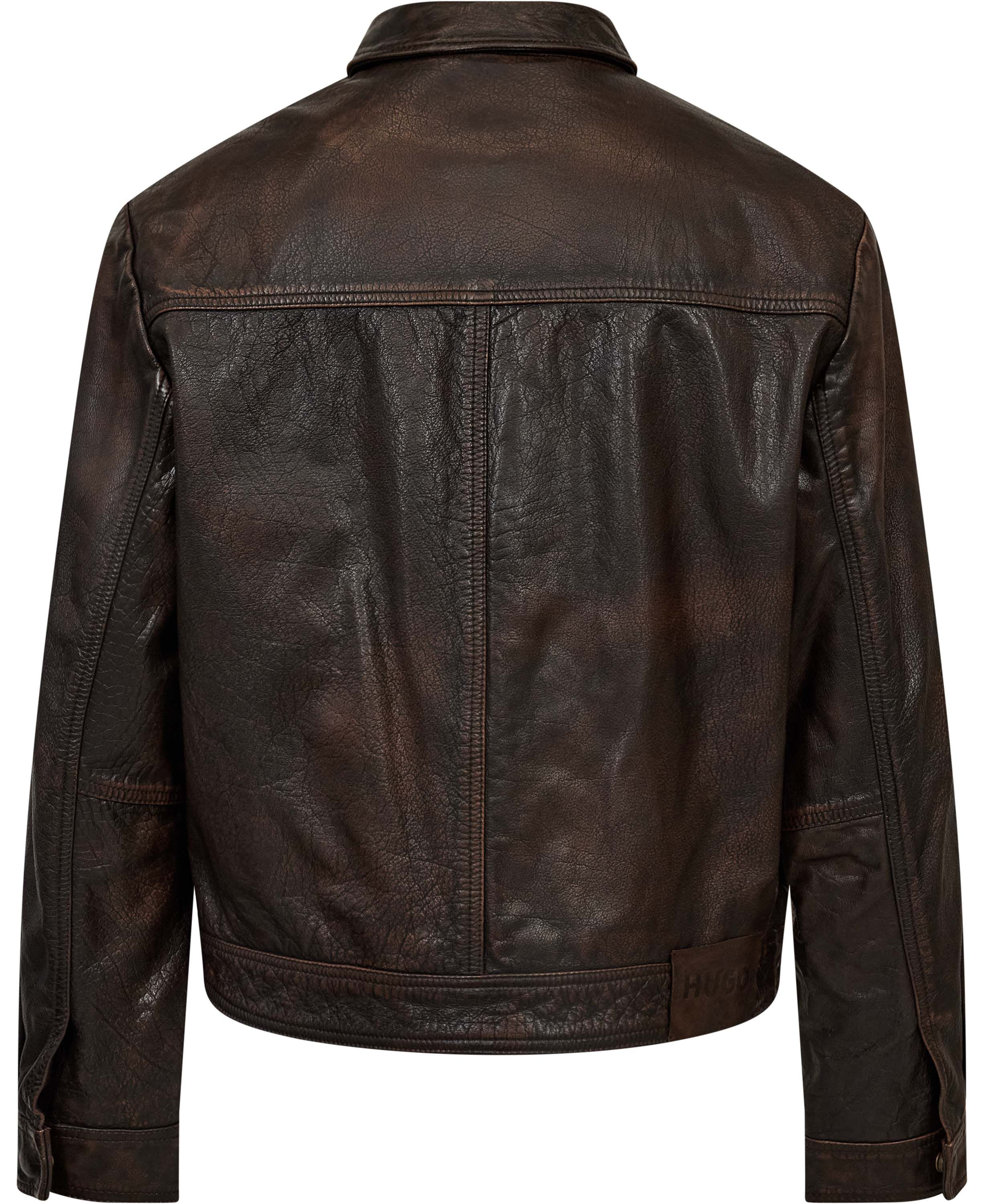 Leather jacket with chest pockets
