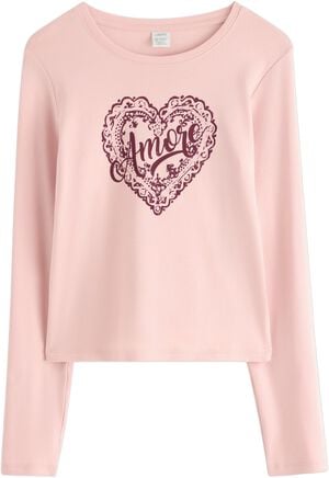 Long-sleeved top in soft cotton jer