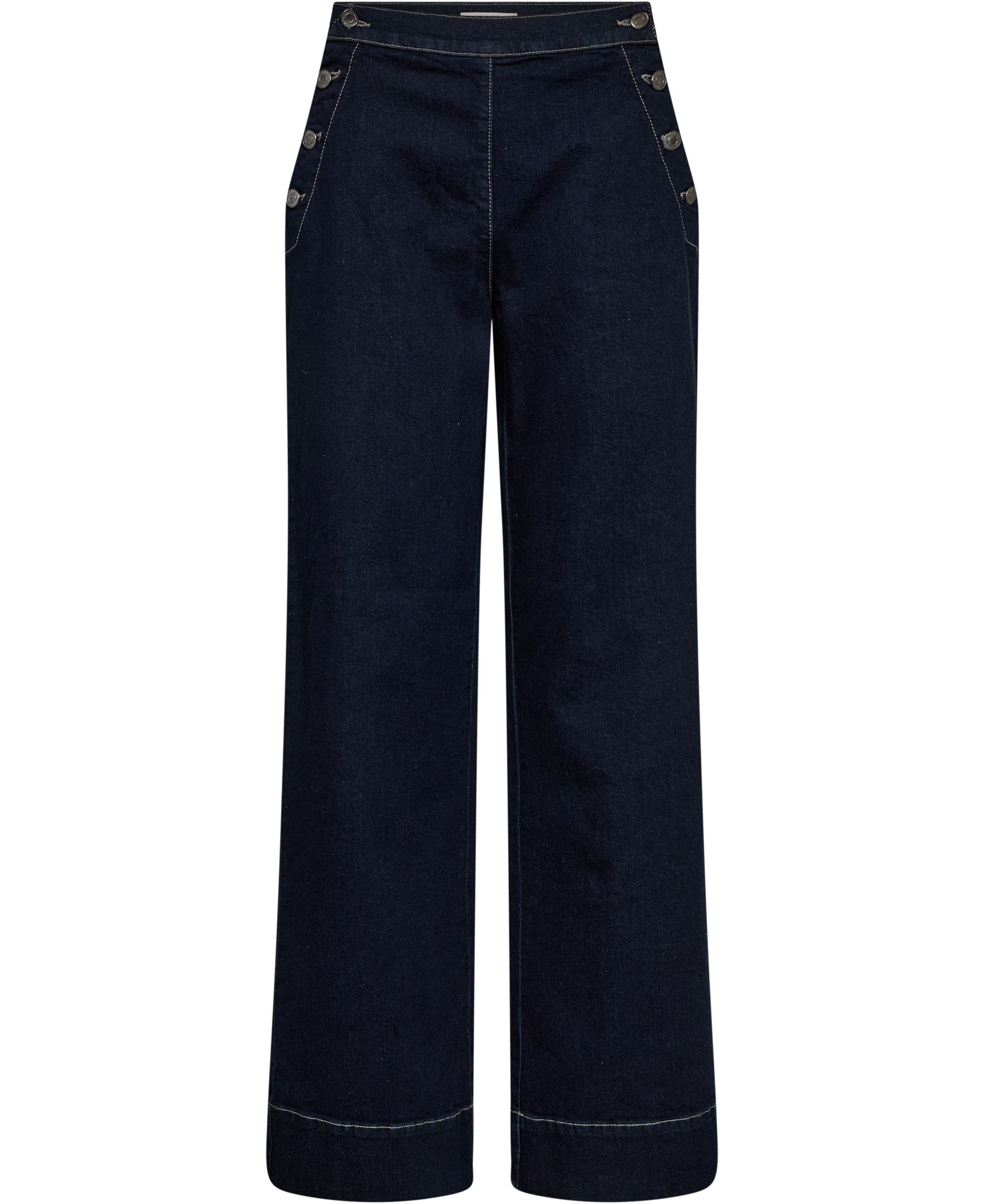 Esther 7 Bukser med lige ben med knappe detalje - GOTS