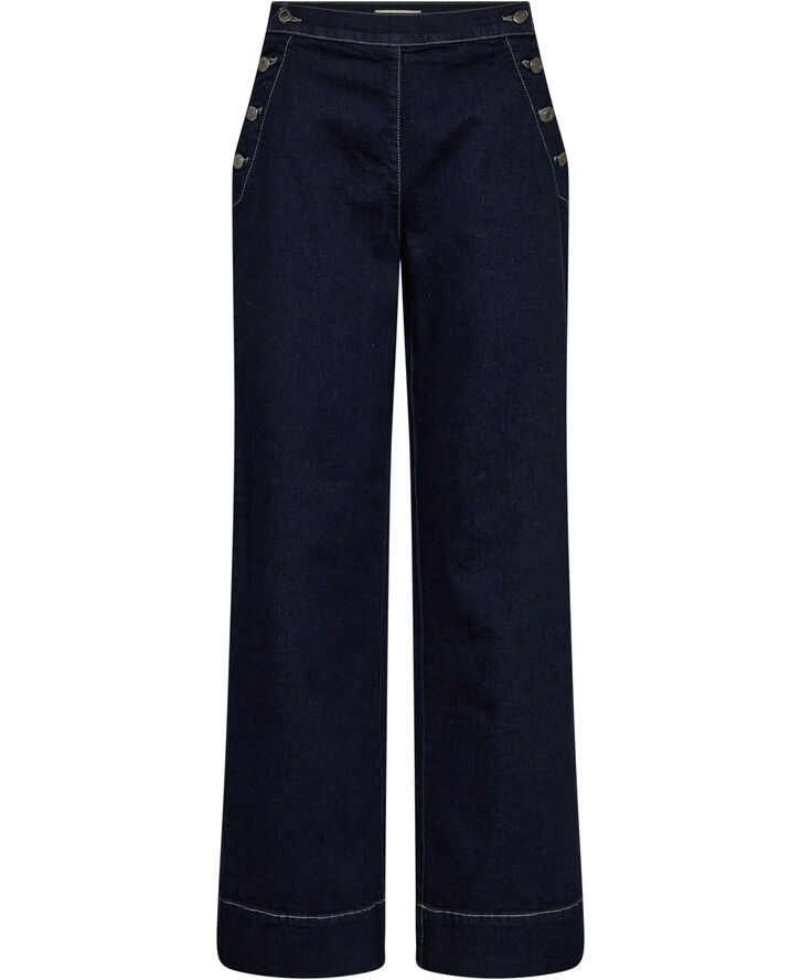 Esther 7 Bukser med lige ben med knappe detalje - GOTS