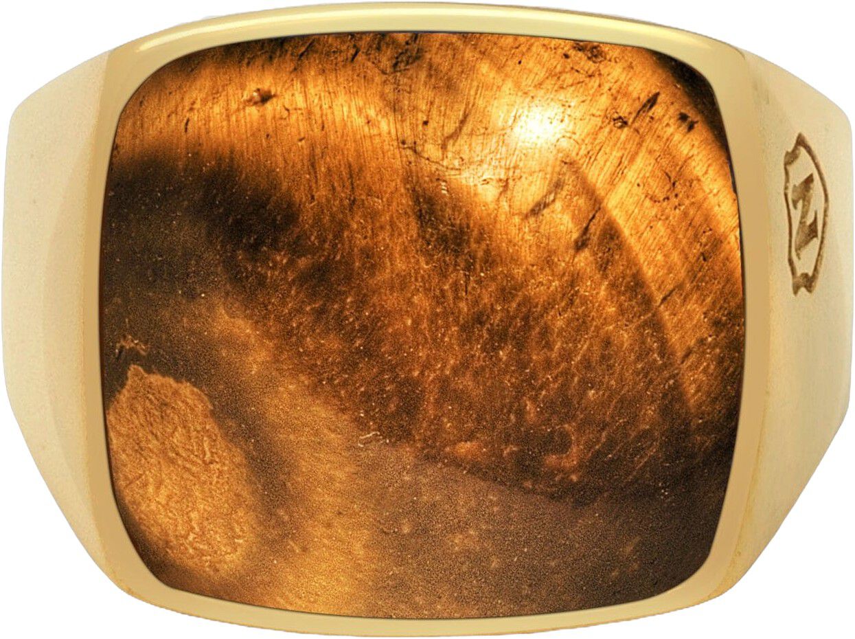 Men's Gold Signet Ring with Brown Tiger Eye