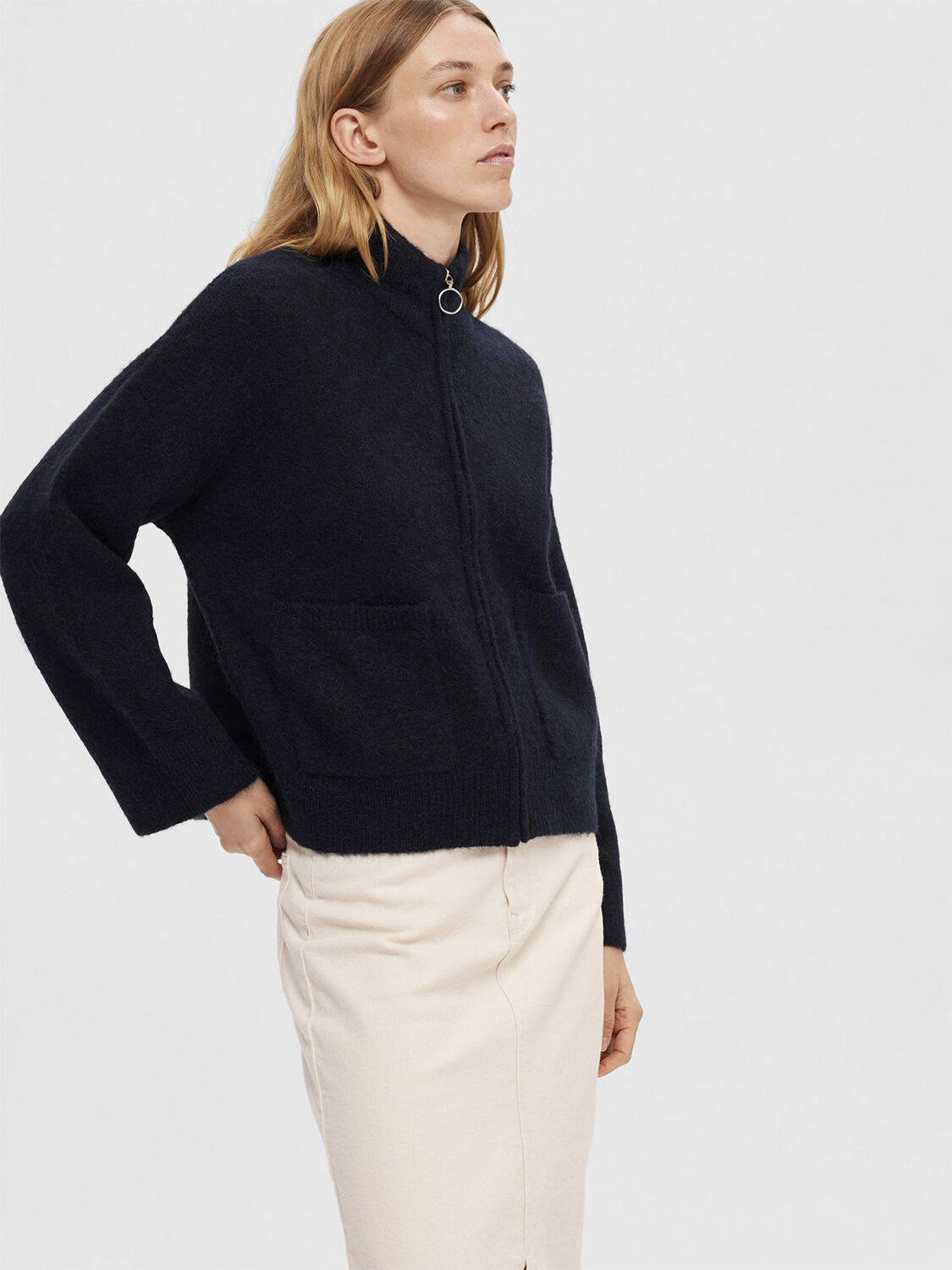 Slfsia Ras Ls Knit Zipper Cardigan Noos