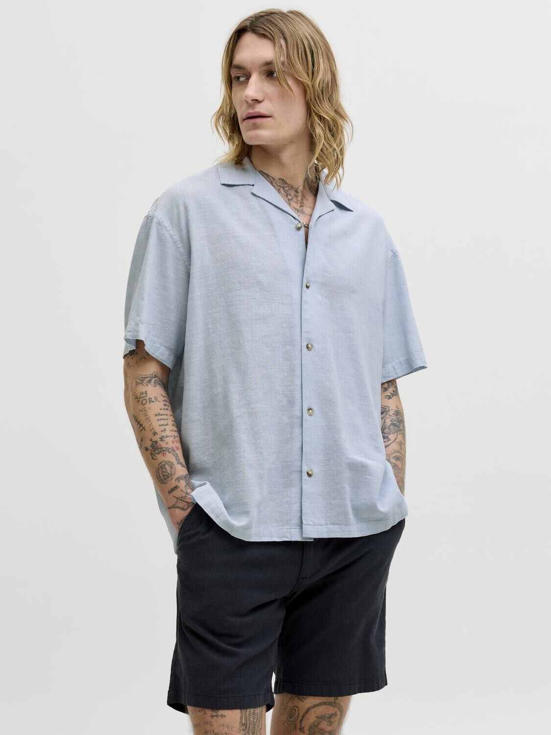 Jjesummer Linen Blend Resort Shirt Ss Sn