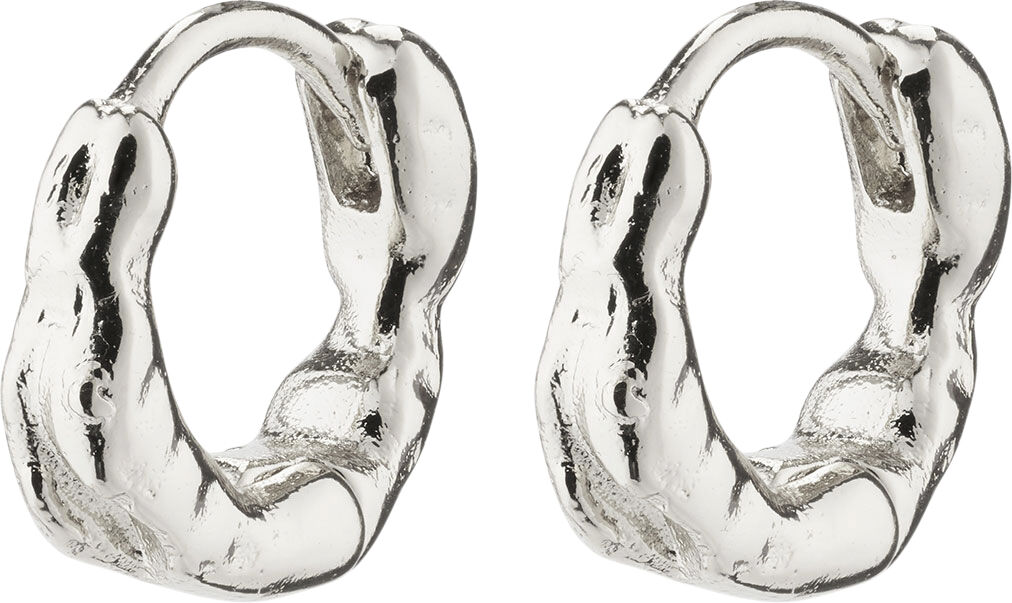 EDDY recycled organic shaped mini huggie hoops silver-plated