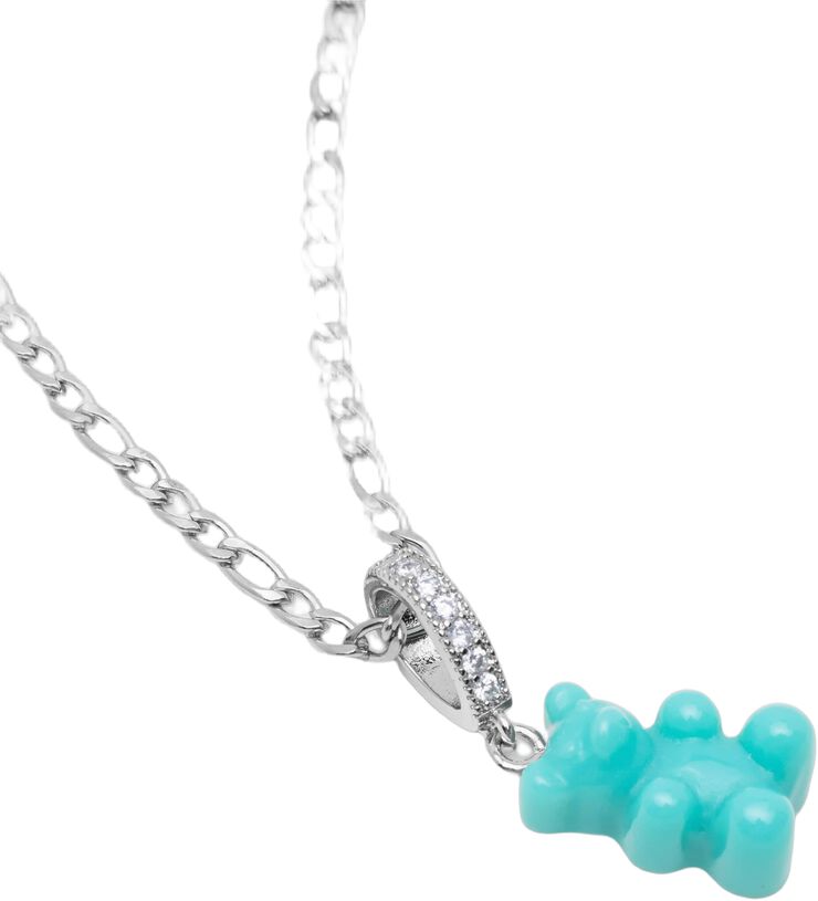 Men's Silver Necklace with Turquoise Gummy Bear