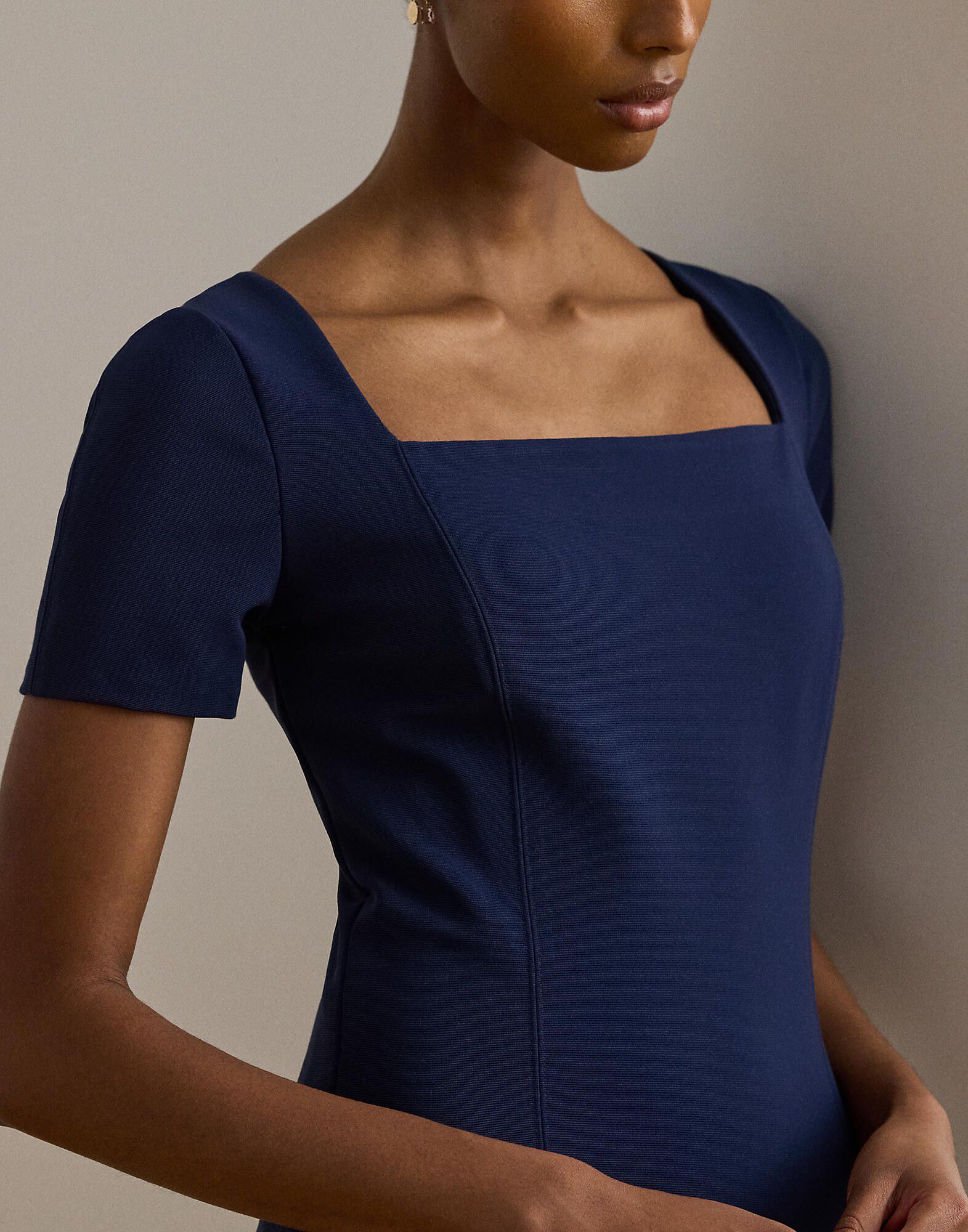 Faille Short-Sleeve Cocktail Dress