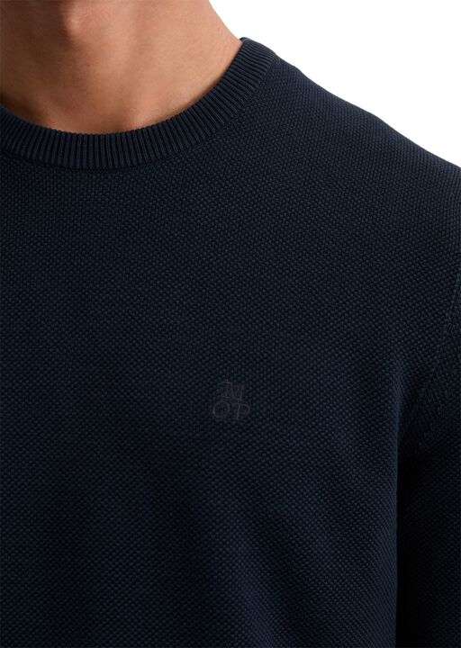 Crewneck, cotton slub, piqué struct