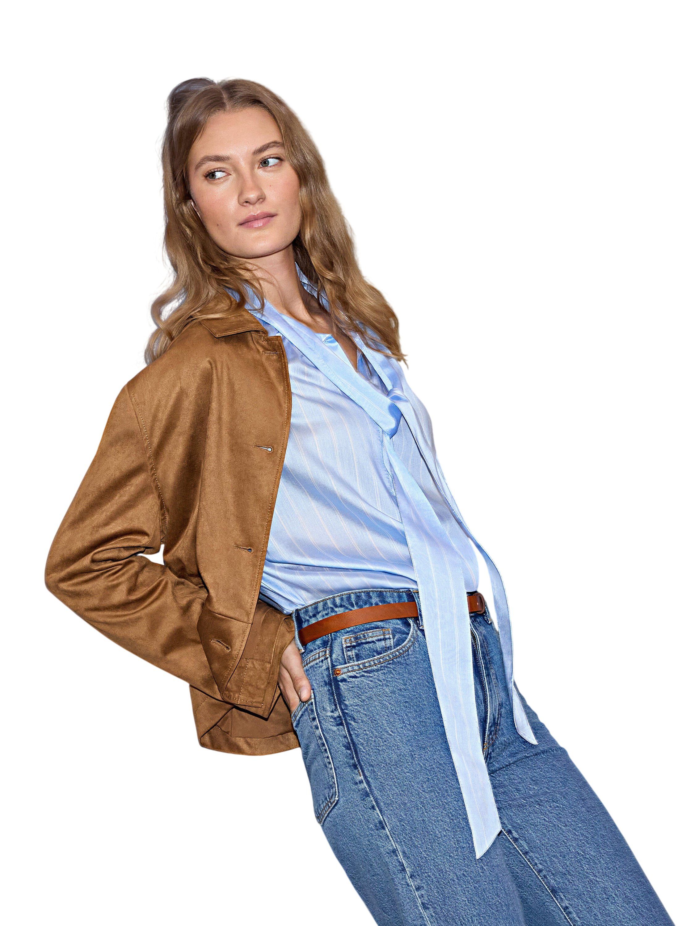 Jacket in imitation suede with butt