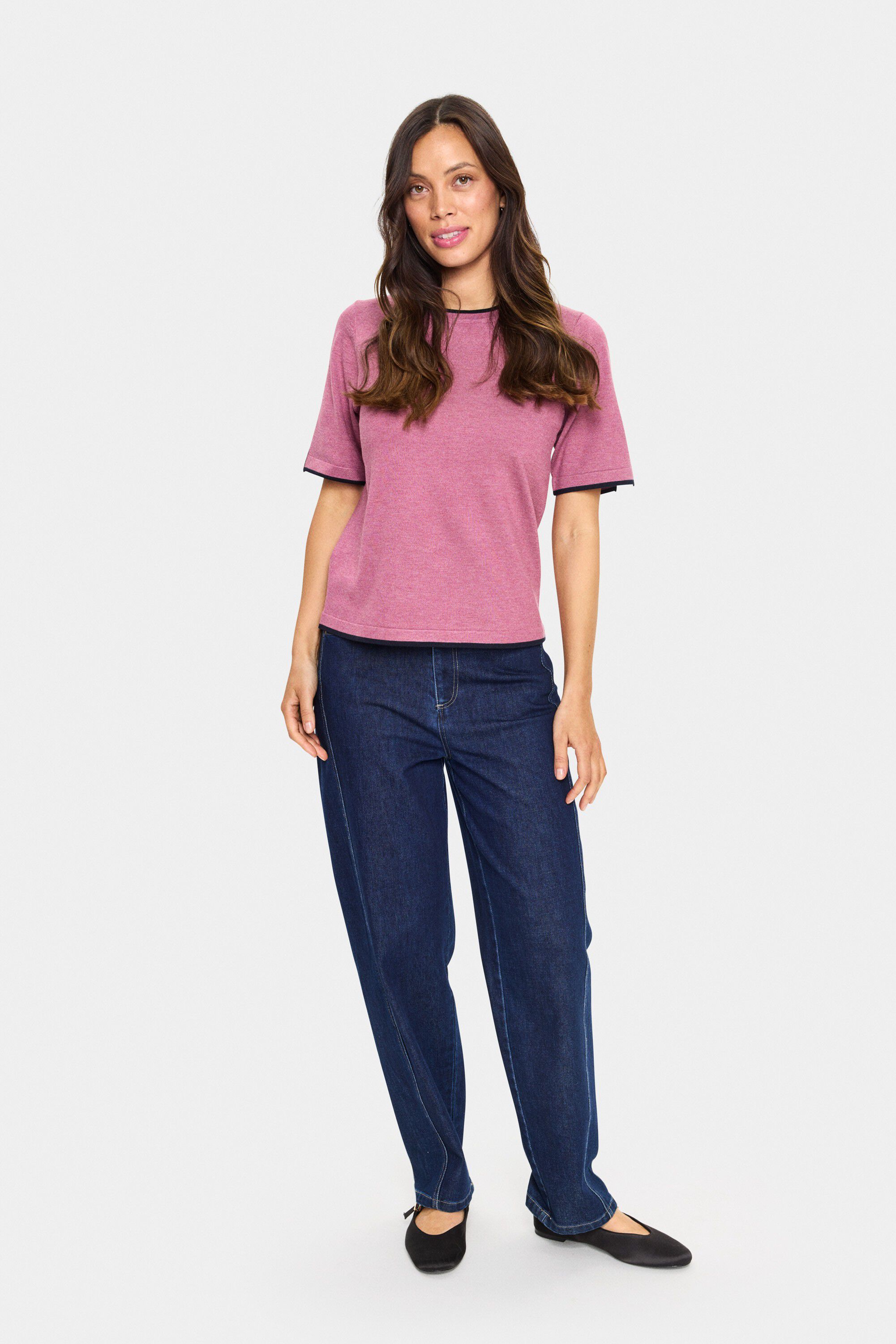 MilaSZ Contrast Stripe SS Pullover