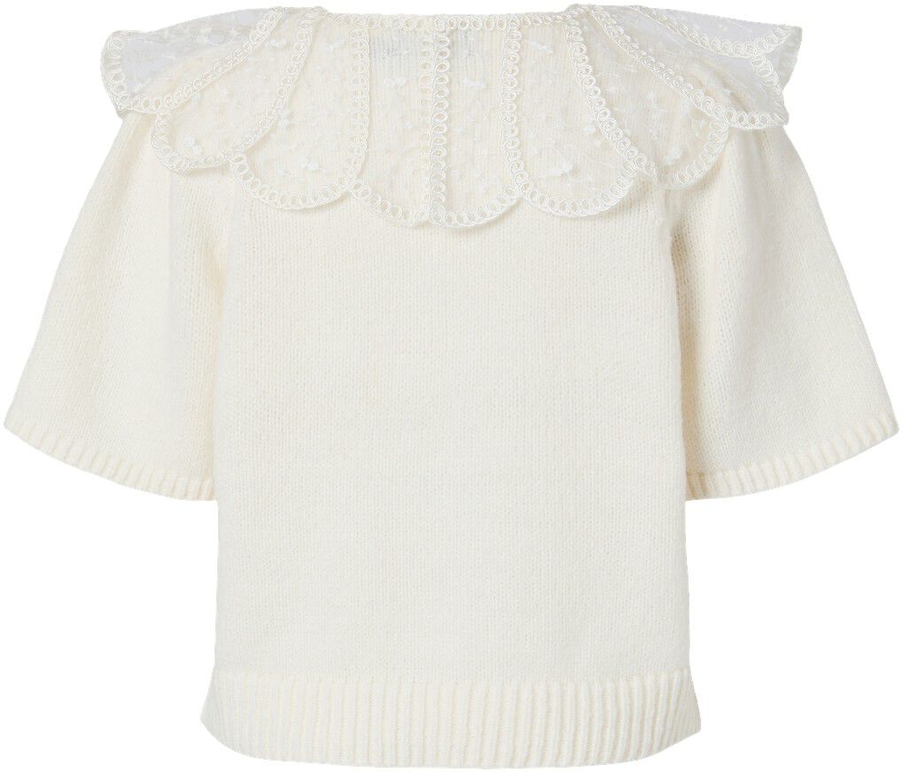 PCABBY SS LACE COLLAR KNIT CARDIGAN