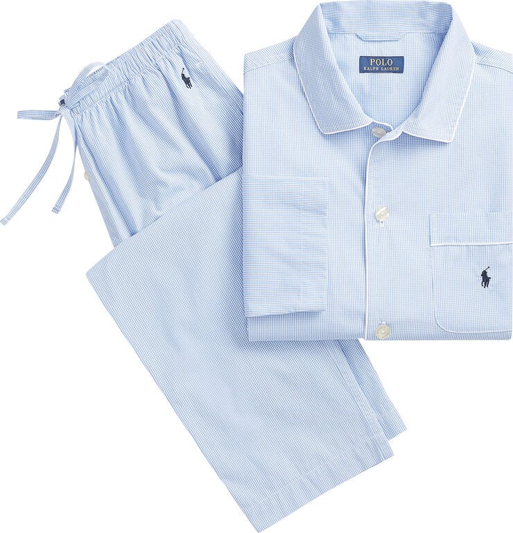 Gingham Poplin Long Sleep Set
