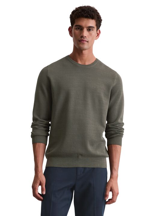 Crewneck, cotton slub, piqué struct