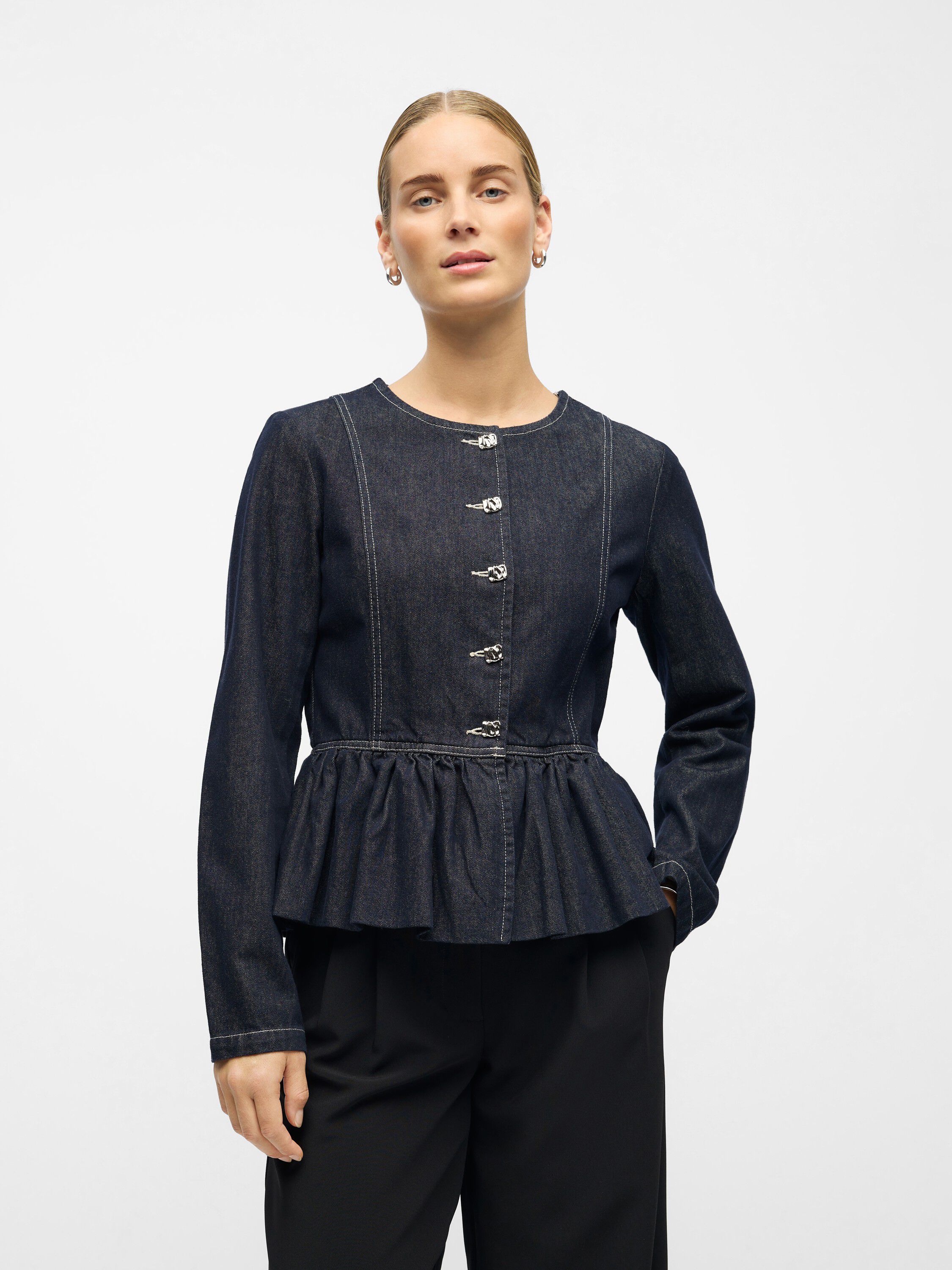 OBJANITA L/S RE DENIM BLAZER 142