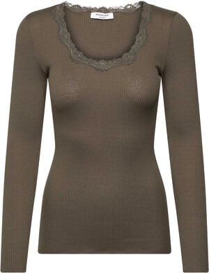 RWBabette Silk LS U-neck Lace T-shirt