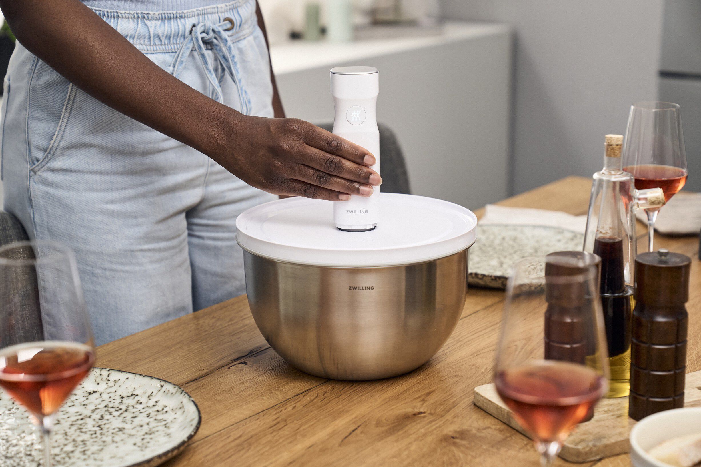 Fresh & Save BOWLS Vakuumsk&aring;l L / 26 cm, Rustfrit st&aring;l, S&oslash;lv