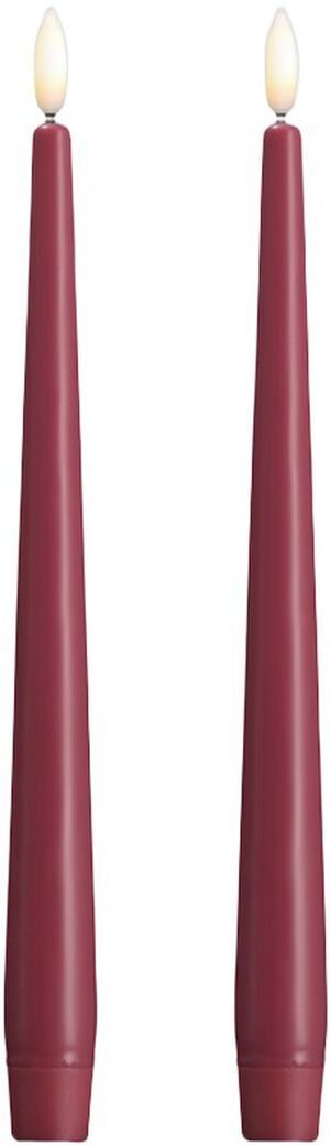 Moods & More - LED taper candle, Silk, Slim, Vintage rose, 2-pack, 23x