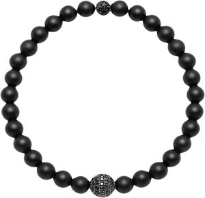 Men's Wristband with Matte Onyx and Black CZ Diamond