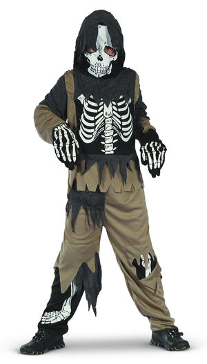 Zombieskjelett Overdel. bukser og hettemaske