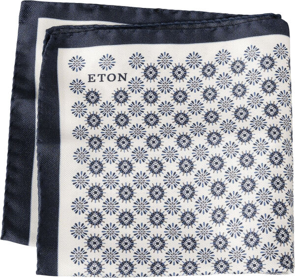 White Geometric Silk Pocket Square