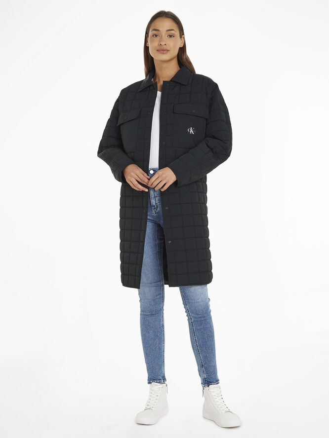Quilted long utility coat