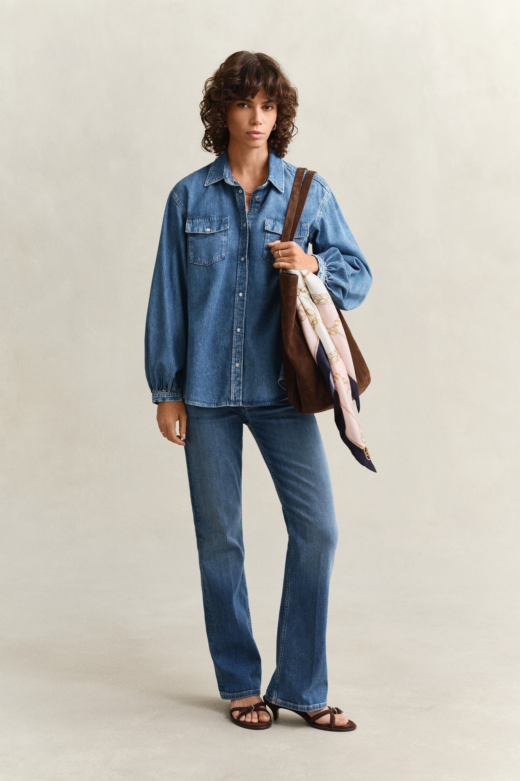 DENIM VOLUME SLEEVE SHIRT