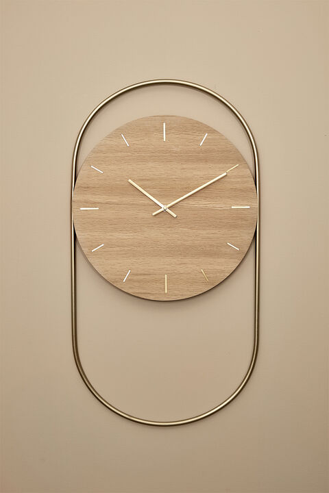 A-Wall Clock - Oak with brass ring