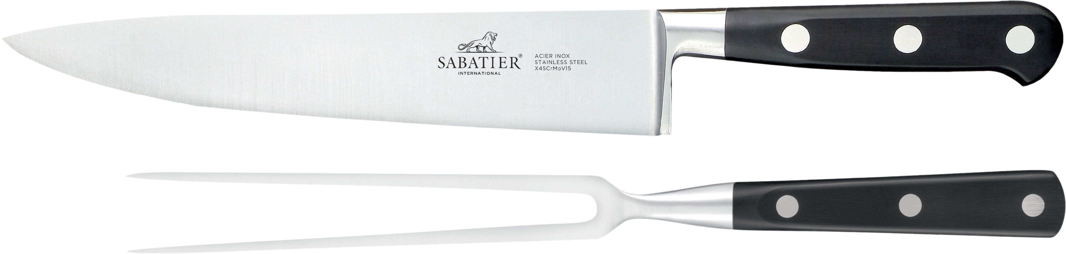 Tranch&eacute;rsett Licorne 2 deler St&aring;l/Svart