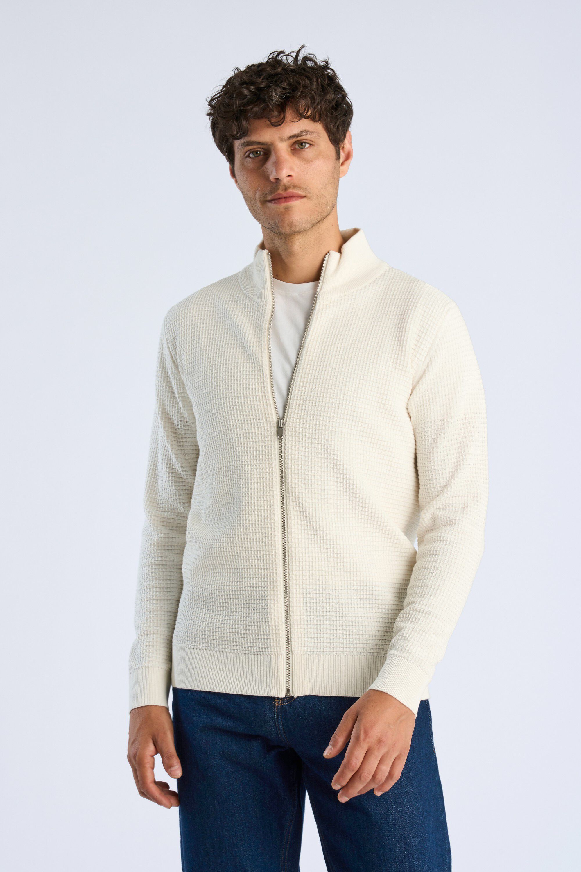 Knitted zip cardigan