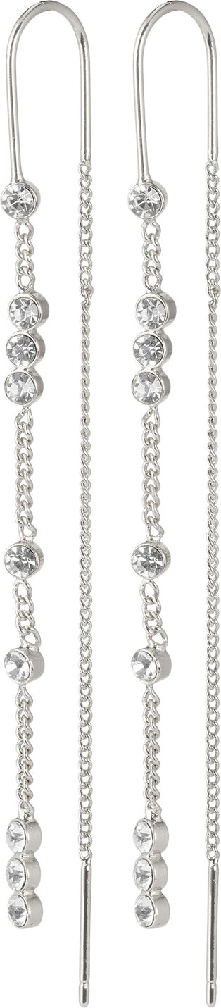 SILVER-PLATED KAMARI CHAIN EARRINGS W/ CRYSTALS