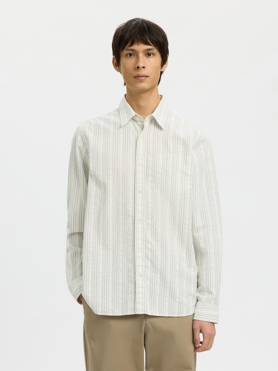 Slhregfreddie Mix Seersucker Ls Shirt