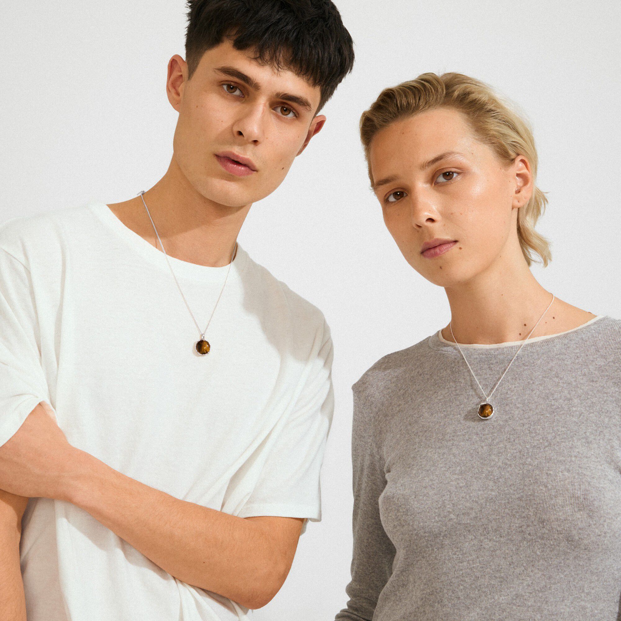 SENSE halsk&aelig;de s&oslash;lvbelagt/agat