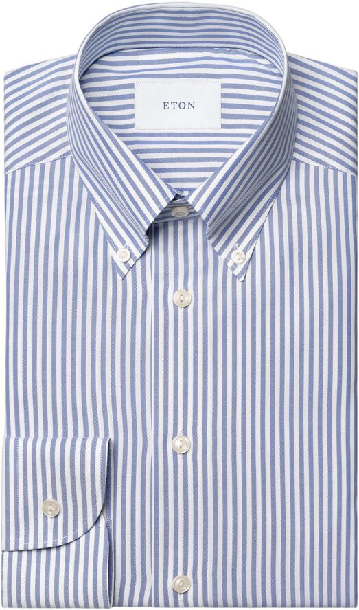 Contemporary Fit Mid blue Striped Signature Oxford Shirt