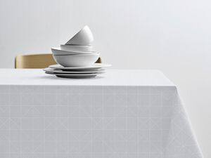 Duk Tiles Damask Opptisk hvit