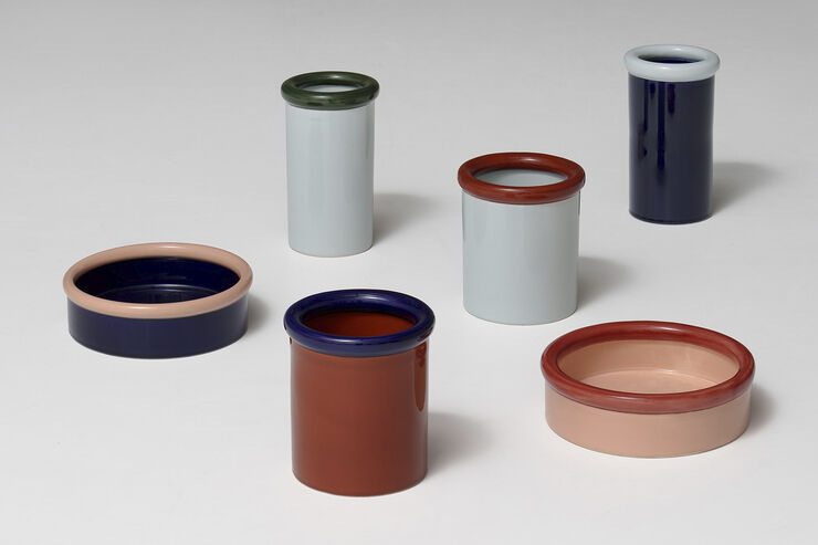 ROD Pot ceramic H175 x Ø153 Dark blue/Terracotta