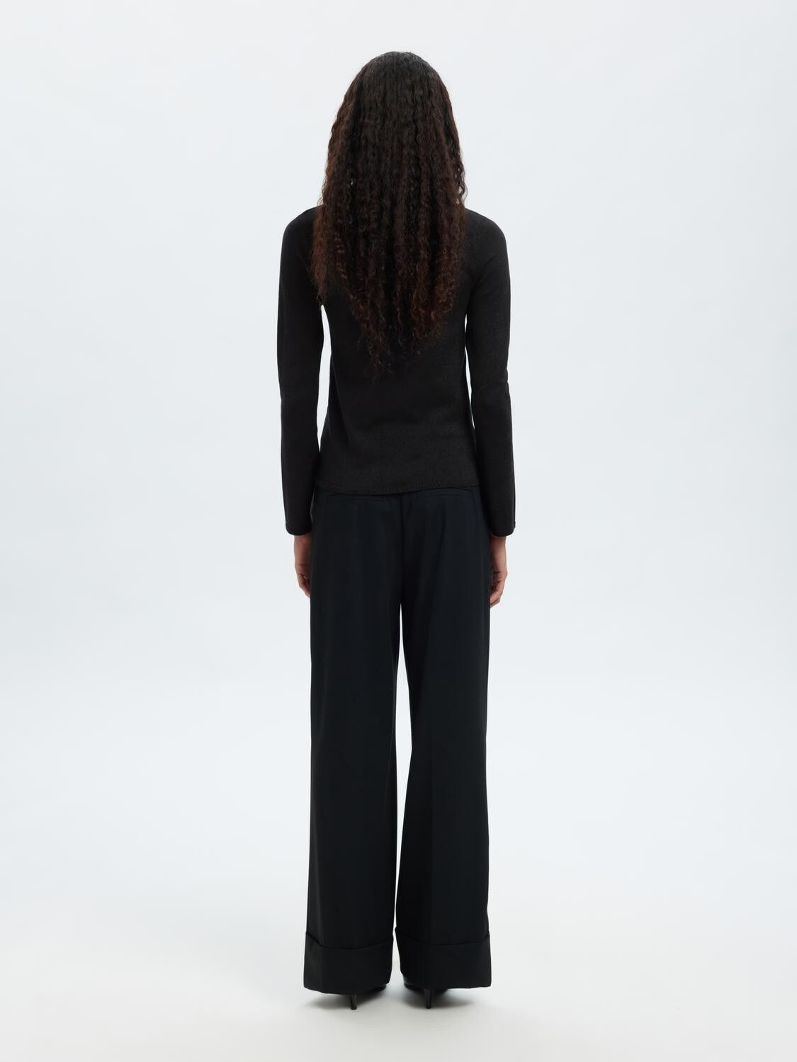 SLFLURA LS SLIM KNIT COLLAR NECK