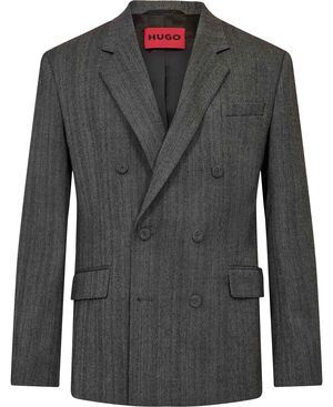 Modern-fit suit jacket in herringbone fabric