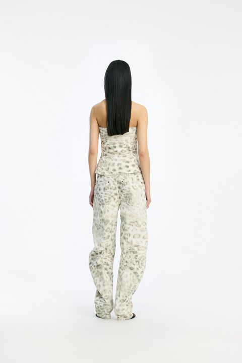 PRINTED DENIM CARGO PANTS